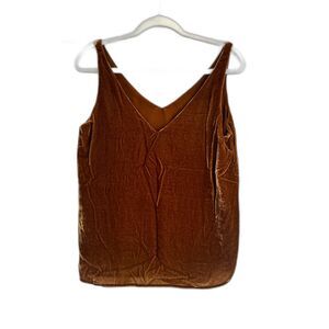 Women’s LOFT Brown /Honey Velvet V-Neck Sleeveless Blouse Size S